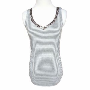 White House Black Market Striped Sequin Tank Top